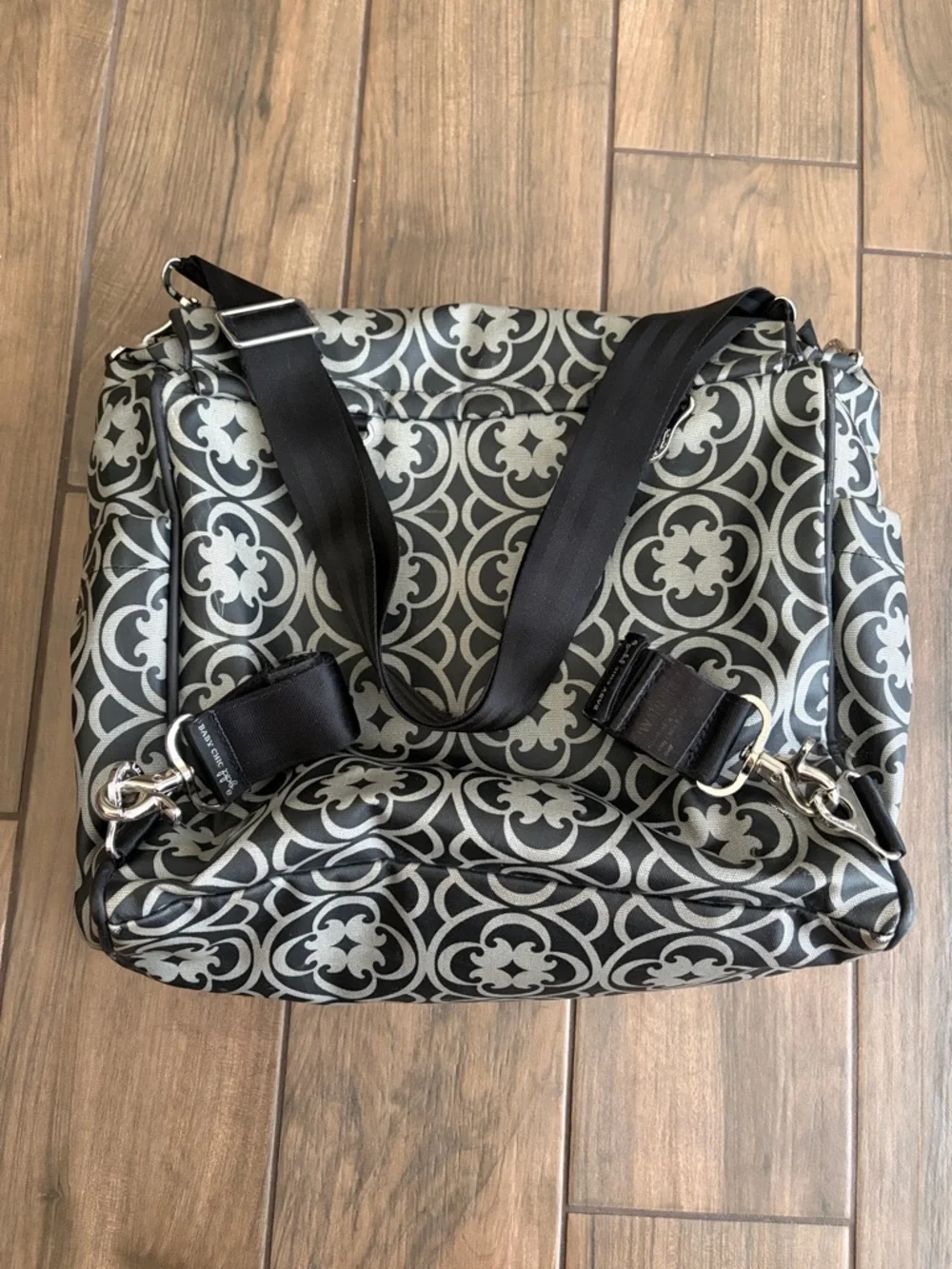 Petunia Pickle Bottom Black and Gray Messenger Bag with Yellow Detail